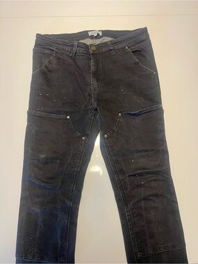 Slim Straight Men's Black Jeans - Painter-Inspired Style